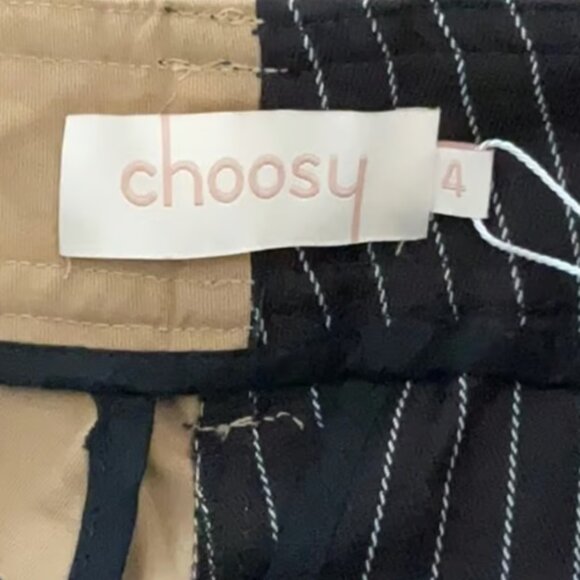 Choosy Khaki Pinstripe Cuffed Trouser Utility Pants Size (2) NWT - Picture 3 of 4